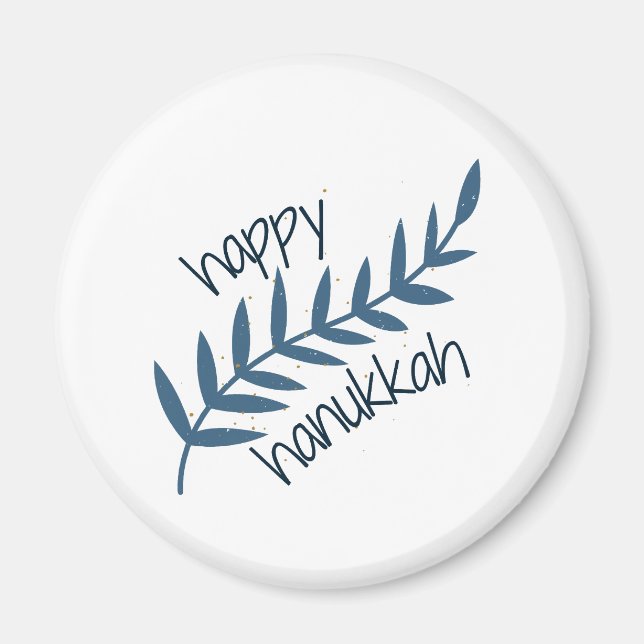 Happy Hanukkah (mit blauen Blätter) Magnet (Vorne)
