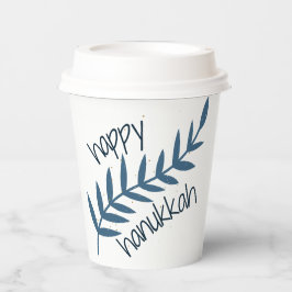 Happy Hanukkah (mit blauen Blätter) Pappbecher