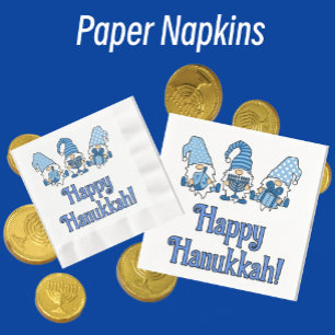 Happy Hanukkah mit drei Gnomen Serviette
