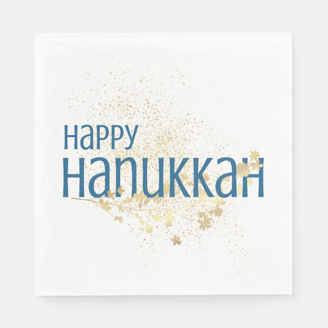 Happy Hanukkah (mit Goldblättern) Serviette (Vorderseite)