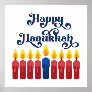 Happy Hanukkah mit Kerzen Poster