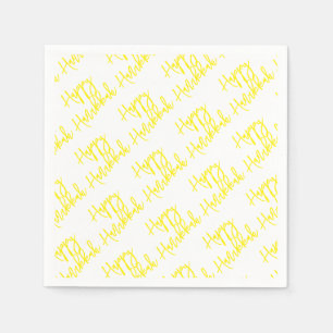 Happy Hanukkah Modern Holiday Typografy Yellow Serviette
