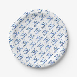 Happy Hanukkah Moderne Holiday Typografie Blau Pappteller
