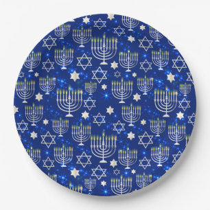 Happy Hanukkah Moderne Star von David Menorah Pappteller