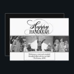 Happy Hanukkah | Modernes Drehbuch Schwarz-weiß 3  Feiertagskarte<br><div class="desc">Minimal klassisch schwarz Bar/Bat Mitzvah und Hanukkah modernen Star of David vor einem soliden Hintergrund schafft ein elegantes,  raffiniertes Design. Für andere koordinierende Farben oder passende Produkte,  besuchen Sie JustFharryn @ Zazzle.com oder kontaktieren Sie den Designer,  c/o Fharryn@yahoo.com Alle Rechte vorbehalten. #zazzlemade #christmasdecor</div>