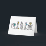 Happy Hanukkah New York City NYC Chanukah Holiday Feiertagskarte<br><div class="desc">Eine originelle Brien-and-Tinte-Illustration verschiedener New Yorker Sehenswürdigkeiten,  die für die Urlaubssaison "gekleidet" sind. Perfekt für Hanukkah! Diese Chanukah Illustration ist auch auf anderen Produkten verfügbar. Sehen Sie nicht,  wonach Sie suchen? Brauchen Sie Hilfe bei der Anpassung? Kontaktieren Sie Rebecca,  um etwas für Sie entworfen zu haben.</div>