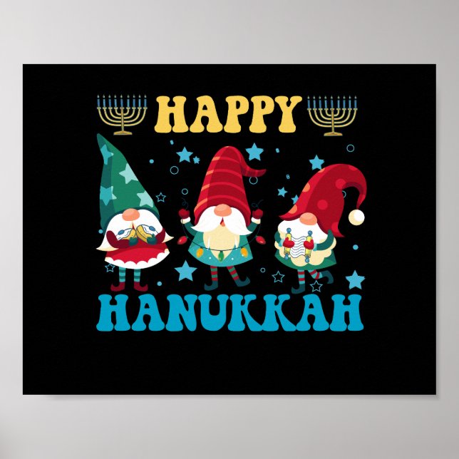 Happy Hanukkah Niedliche jüdische magische Gnomes  Poster (Vorne)