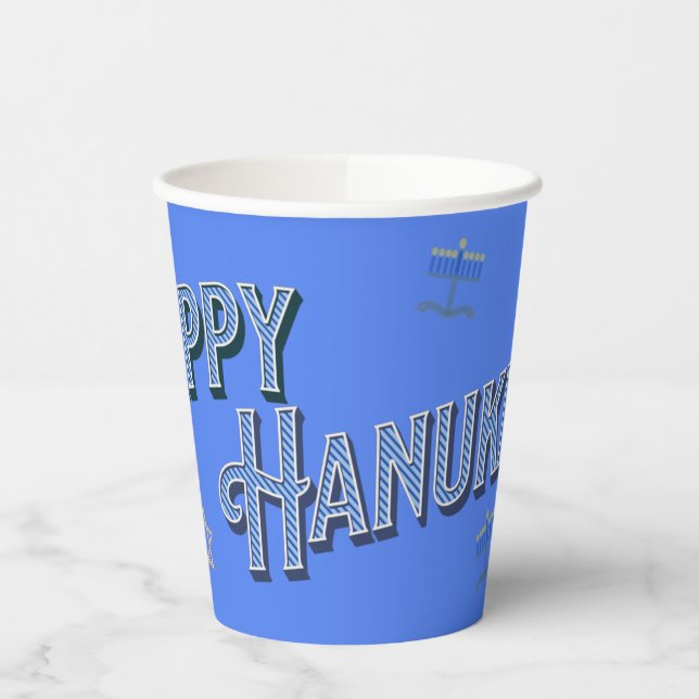 Happy Hanukkah Paper Cup Pappbecher (Links)