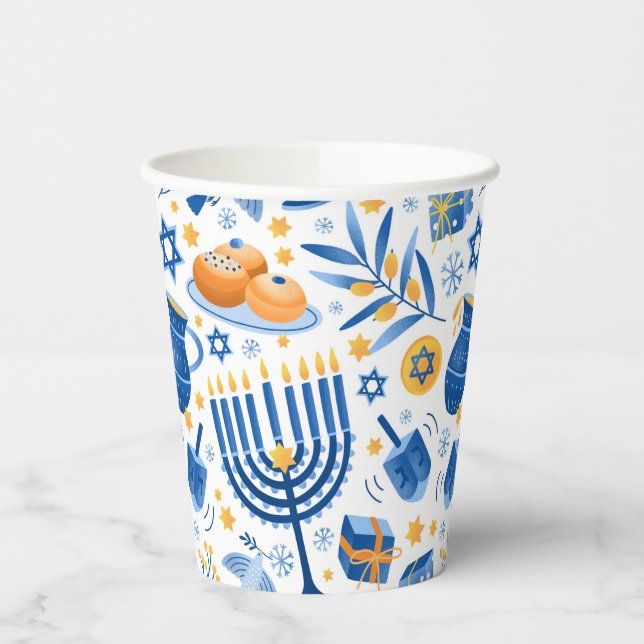 Happy Hanukkah Pappbecher (Links)