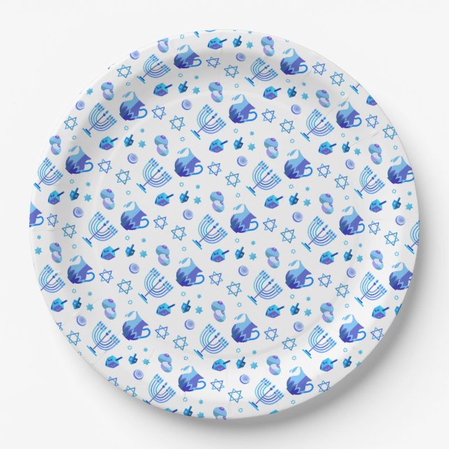 Happy Hanukkah Party Beautiful Blue Decoration Pappteller (Vorderseite)