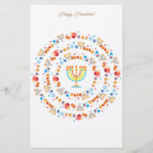 Happy Hanukkah Party Festival Moon and Stars Briefpapier