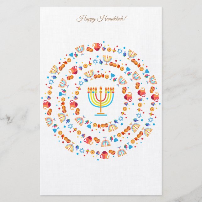Happy Hanukkah Party Festival Moon and Stars Briefpapier (Vorderseite)