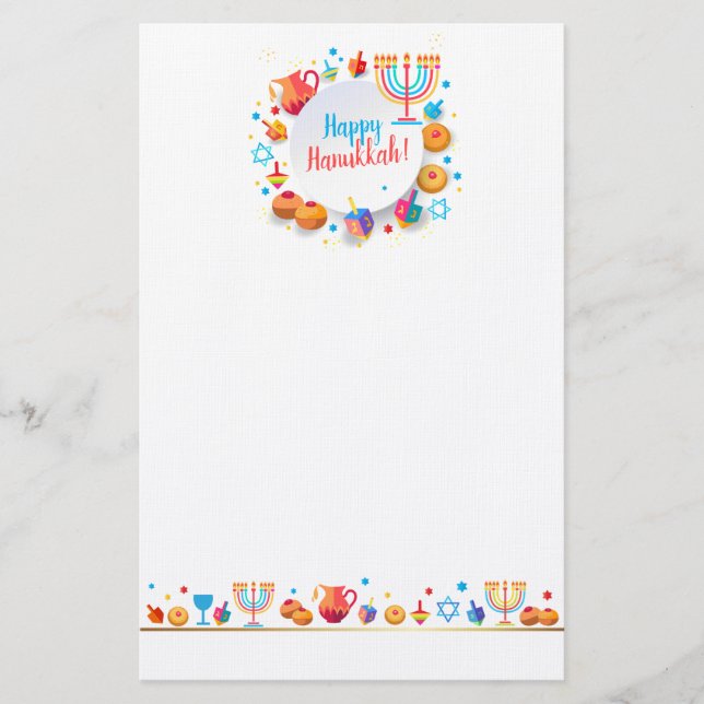 Happy Hanukkah Party Festival Moon and Stars Briefpapier (Vorderseite)