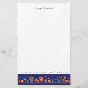 Happy Hanukkah Party Festival Moon and Stars Briefpapier