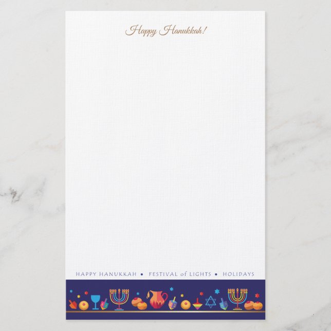 Happy Hanukkah Party Festival Moon and Stars Briefpapier (Vorderseite)