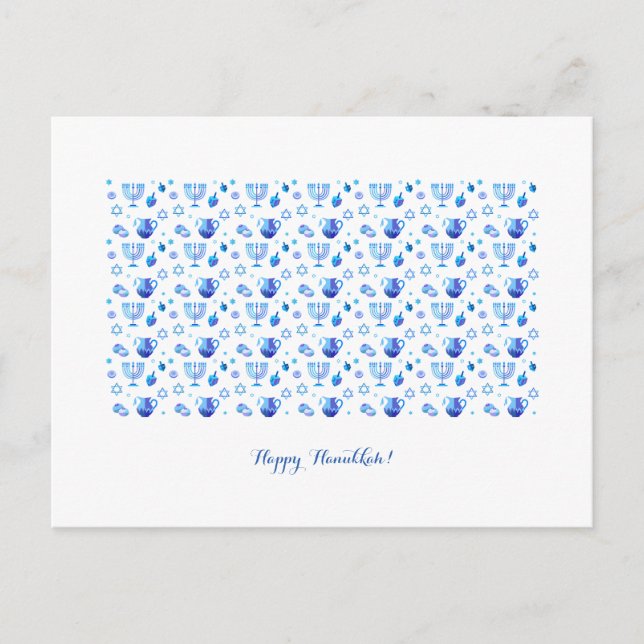 Happy Hanukkah Party Schöne blaue Dekoration Postkarte (Vorderseite)