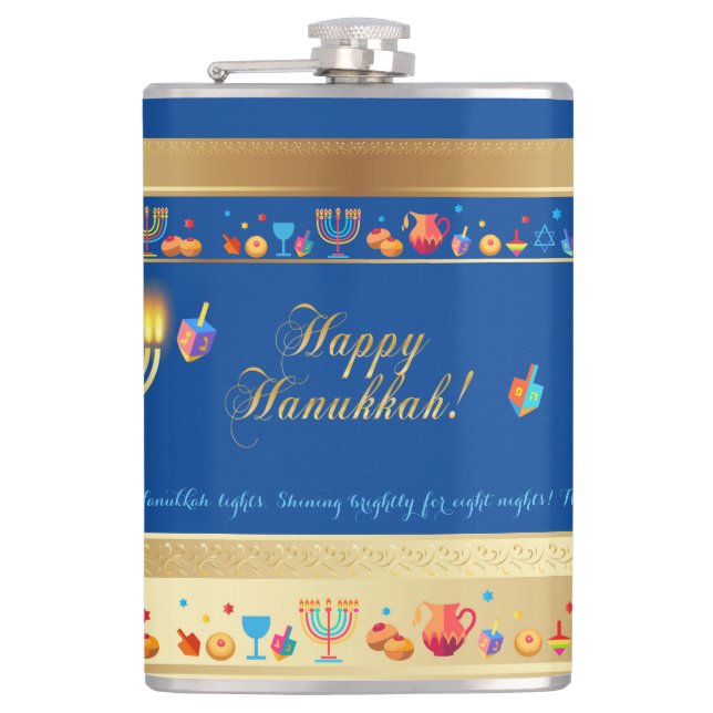 Happy Hanukkah Party Schöne Dekoration Flachmann (Vorderseite)
