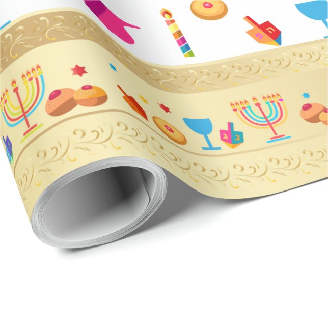 Happy Hanukkah Party Schöne Dekoration Geschenkpapier (Rolleneckpunkt)