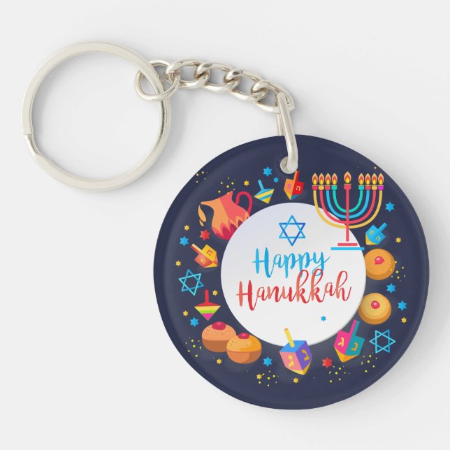 Happy Hanukkah Party Schöne Dekoration Schlüsselanhänger (Vorderseite)