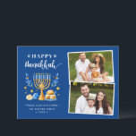 Happy Hanukkah Peace Liebe Lights Stars 2 Foto Feiertagskarte<br><div class="desc">Senden Sie Ihre Wünsche mit dieser Holiday Foto-Karte,  die ein Atemberaubendes Hanukkah-Script und jüdische Feiertagssymbole enthält,  um Ihre Grußbotschaft zu markieren.</div>