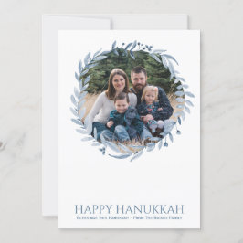 Happy Hanukkah Personalisiert Holiday Wreath Foto Feiertagskarte