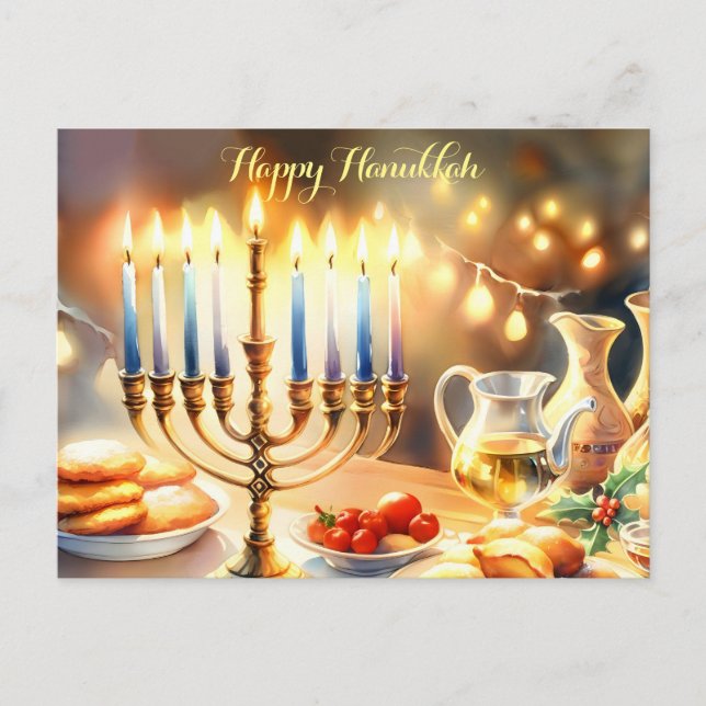 Happy Hanukkah Postkarte (Vorderseite)