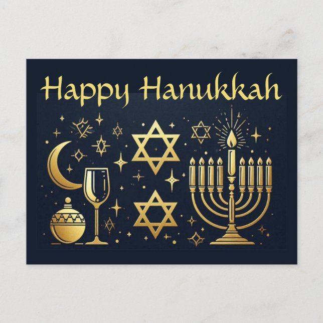 Happy Hanukkah Postkarte (Vorderseite)