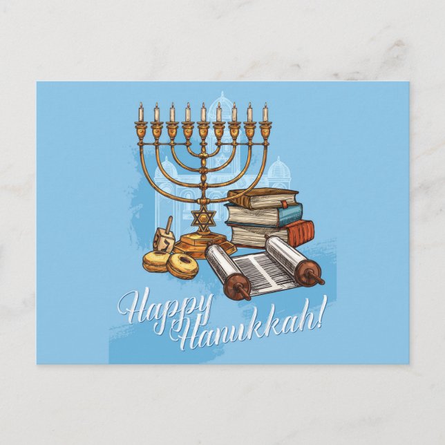 Happy Hanukkah Postkarte (Vorderseite)
