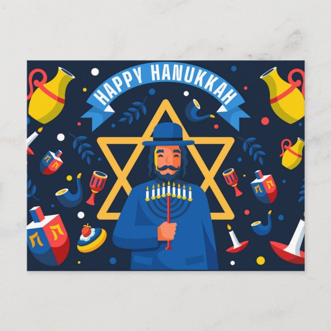 Happy Hanukkah Postkarte (Vorderseite)