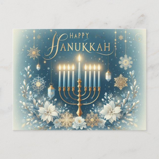 Happy Hanukkah Postkarte (Vorderseite)