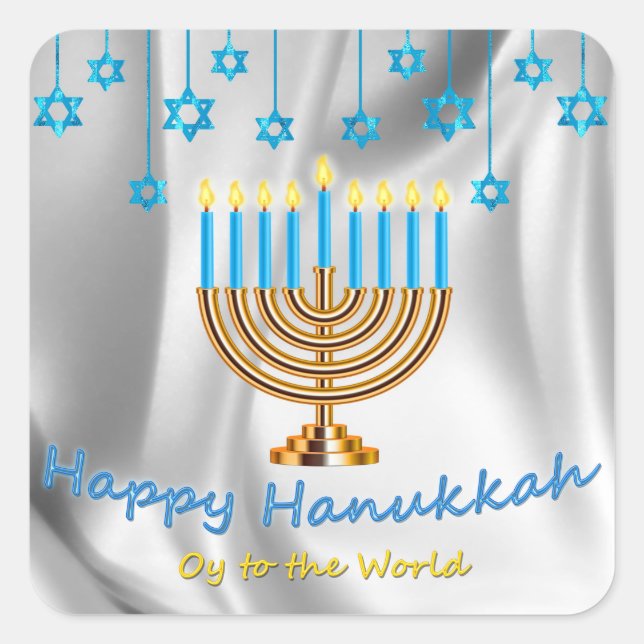 Happy Hanukkah Quadratischer Aufkleber (Vorderseite)