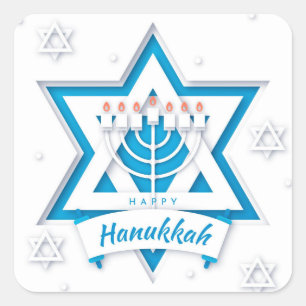Happy Hanukkah Quadratischer Aufkleber
