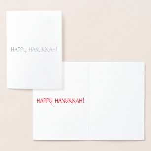 Happy Hanukkah, Red int Buchstaben - silber / gold Folienkarte