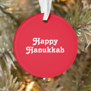 "Happy Hanukkah" Rot-Weiß-Feier Ornament
