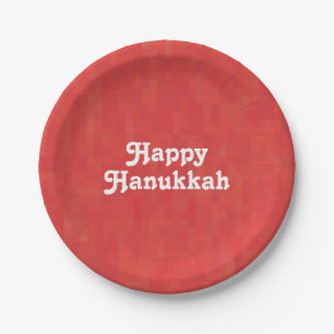 Happy Hanukkah roter Text und Foto Pappteller
