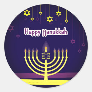 Happy Hanukkah Runder Aufkleber