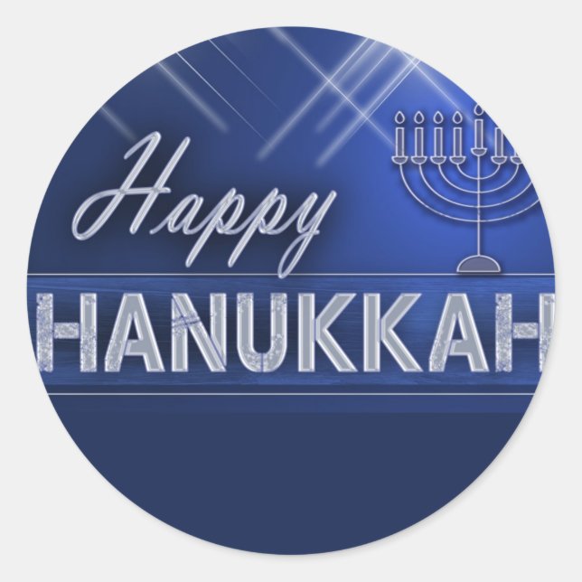 Happy Hanukkah Runder Aufkleber (Vorderseite)