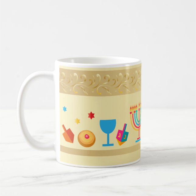 Happy Hanukkah Schöner jüdischer Urlaub Kaffeetasse (Links)