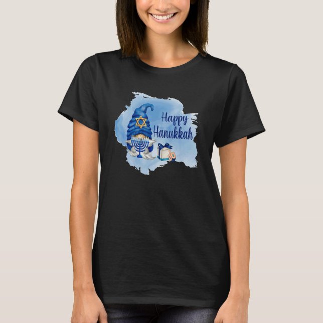 Happy Hanukkah Shalom Gnome Menorah Jewish T-Shirt (Vorderseite)
