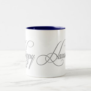 Happy Hanukkah Silver Metal Look Design Words Tass Zweifarbige Tasse