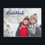 Happy Hanukkah Snow Bubbles Foto Postcards Feiertagspostkarte<br><div class="desc">Stylish and cute Happy Hanukkah Snow Bubbles Holiday Foto Postcards are perfekt for all your friends and family this holiday season. Customize the text with your family name and the year and swap out the picture for a foto of your kids,  pet,  or the whole family.</div>