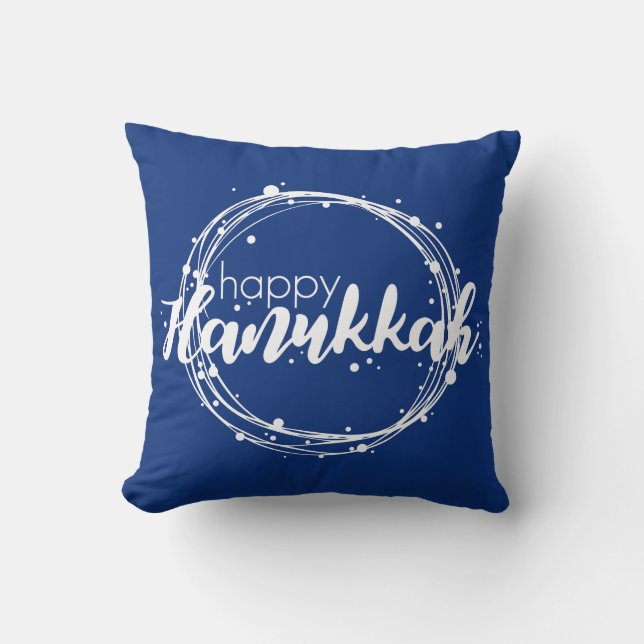 Happy Hanukkah Snow Bubbles Holiday Throw Kissen (Vorderseite)