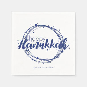 Happy Hanukkah Snow Bubbles Wreath Holiday Napkin Serviette