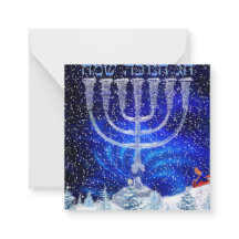 Happy Hanukkah Snow & Menorah
