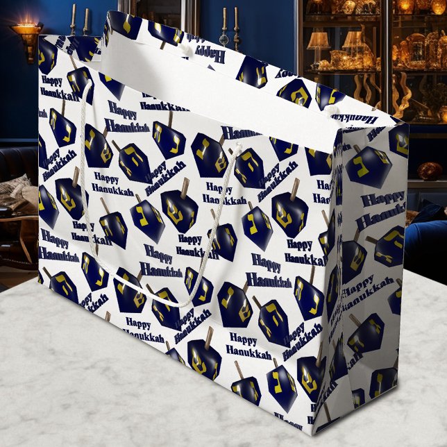 Happy Hanukkah Spinning Dreidel Große Geschenktüte (Von Creator hochgeladen)