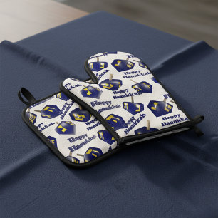 Happy Hanukkah Spinning Dreidel Ofenhandschuh & Topflappen-Set