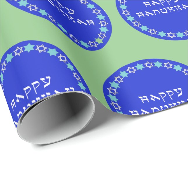 Happy Hanukkah Star Circle Wrapping Paper Geschenkpapier (Rolleneckpunkt)