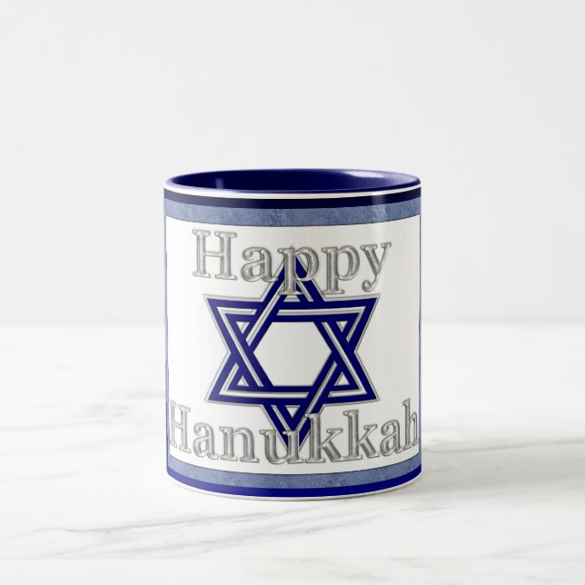 Happy Hanukkah Star der David Coffee/Tea-Tasse Zweifarbige Tasse (Mittel)