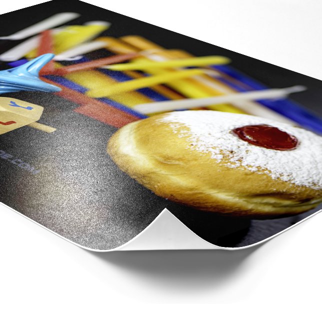 Happy Hanukkah Star von David menorah Dreidel Slip Fotodruck (Ecke)