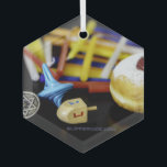 Happy Hanukkah Star von David menorah Dreidel Slip Ornament Aus Glas<br><div class="desc">Happy Hanukkah Star von David menorah Dreidel SlipperyJoe's Celebration Candles jüdisch Hebräisch Chanukah Geschenke Dekorationen Judaismus Religion künstlerisch</div>